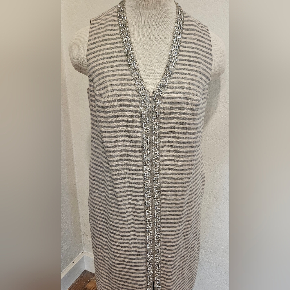 Koch Sleeveless Linen Dress with Jewelry Embellishments Size S